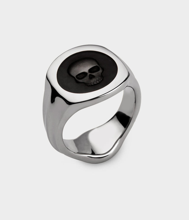 Ghost Skull Enamelled Signet Ring by Stephen Einhorn
